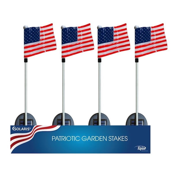 Alpine Solaris Multicolored Acrylic/Metal 34 in. H USA Flag Outdoor Garden Stake SLC192ABB - main